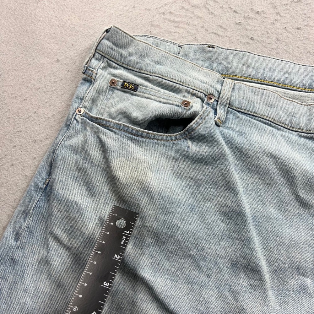 Polo Ralph Lauren Varick Slim Straight Jeans Mens 48x32 Light Wash Blue Denim - Picture 4 of 10
